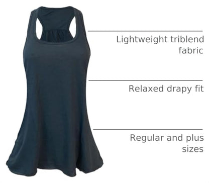 Epic MMA Gear Flowy Racerback Tank Top, Regular and Plus Sizes - color: Dark Slate, size: 3X-Large