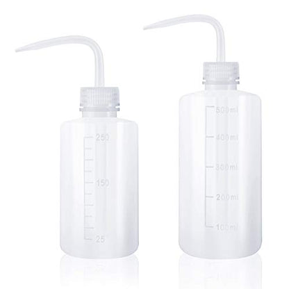 Oubest Squeeze Washing Bottle Succulent Watering Bottle 250ml + 500ml Water Squirt Irrigation Squeeze Sprinkling Can Plastic Wash Plant 2pc - color: White, size: 500ml+250ml