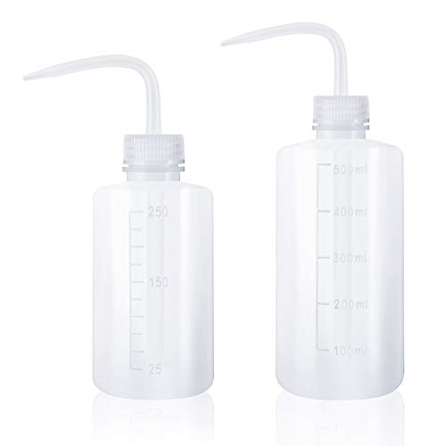 Oubest Squeeze Washing Bottle Succulent Watering Bottle 250ml + 500ml Water Squirt Irrigation Squeeze Sprinkling Can Plastic Wash Plant 2pc - color: White, size: 500ml+250ml
