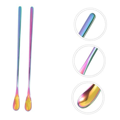 Toddmomy 2Pcs Stainless Steel Lizard Feeding Spoon Long Handle PET Food Scoop for Reptiles and Small Animals Sturdy and Easy to Use Feeding Tool