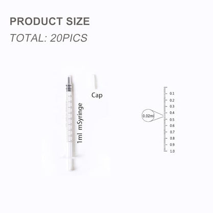 1ml Syringe Without Needle 20 Pack for Liquid Transfer Pet Feeding Industrial Adhesives Scientific Labs with Cap - size: 1ml