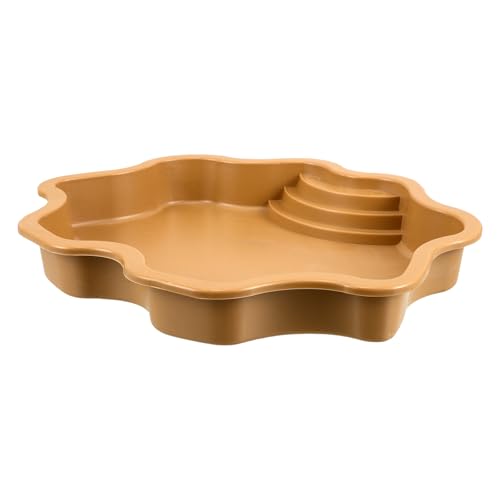 VILLCASE Reptile Water Basin and Turtle Feeding Dish, Brown-Yellow Bathing Pool for Lizards and Amphibians, Semi-Water Soaking Tub Suitable for Turtle and Hermit Crab Habitats