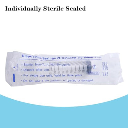 100ml Large Syringes, Individually Sterile Sealed Plastic Syringe for Liquid, Scientific Labs, Measurement, Pet Feeding ,Ink Refilling ,Oil or Glue Applicator(1 Pack) - style: 100ml