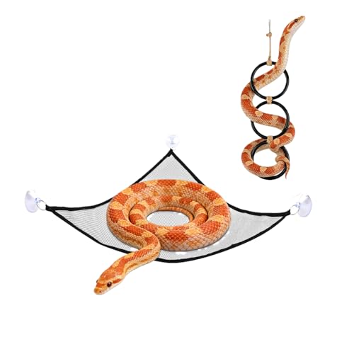 Snake Climbing Rings with Hammock, Reptile Enrichment Toys for Snakes | Suitable for All Kinds of Small Reptiles,Enrichment Rings for Small Ball Python Corn