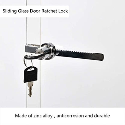 Cabinet Locks,Drawer Lock,Mailbox Lock,Sliding Glass Door Ratchet Lock with 2 Keys for Reptile Vivarium Terrarium Showcase Display Cabinet,Length 146mm (Color : Length 120mm)