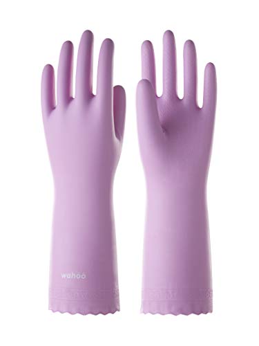 LANON wahoo Cleaning Gloves with Cotton Flocked Liner, Mauve Mist, Large | Skin-Friendly, Dish Washing, Reusable, Latex Free, DEHP-Free,Non-Slip, Dishwashing Household Kitchen Gloves - color: Mauve Mist, size: Large (Pack of 1)