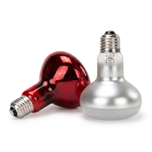2Pack 150W Reptile Heat Lamp, Day & Night Basking Lamp Combo | UVA Daylight Heat Bulb & Infrared Red Night Heating Light, Terrarium Heat Lamps for Reptiles, Bearded Dragon, Lizard, Chicken