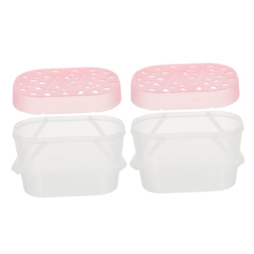 ERINGOGO 2pcs Small Pet Carriers Plastic Hamster Boxes Turtle Containers Medium Size Pink Portable Travel Reptile Holders for Outdoor Use