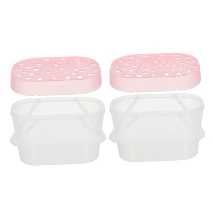 ERINGOGO 2pcs Small Pet Carriers Plastic Hamster Boxes Turtle Containers Medium Size Pink Portable Travel Reptile Holders for Outdoor Use
