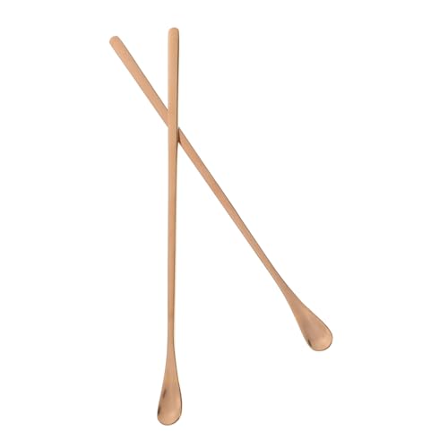 COLLBATH 2pcs Long Handle Lizard Feeding Set Reusable Reptile Food Scoop Tool for Mixing and Wet Food for Lizards and Animals - color: Rose Gold