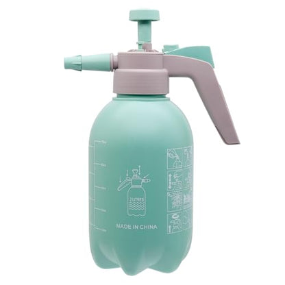 68oz Garden Pump Sprayer, 2L Hand Pressure Sprayer Bottle with Safety Valve, 0.5 Gal Lawn Adjustable Sprayer for Plant Mister Spraying Weeds Home Cleaning Watering (Light Blue)