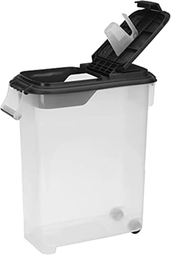 Buddeez Airtight Rolling Pet Food Storage Container, 50 Quart, with Scoop | For dog food, cat food or bird seed, Rolling bin for easier movement, Includes scoop - color: Black, size: 1 Pack (50 Quart)