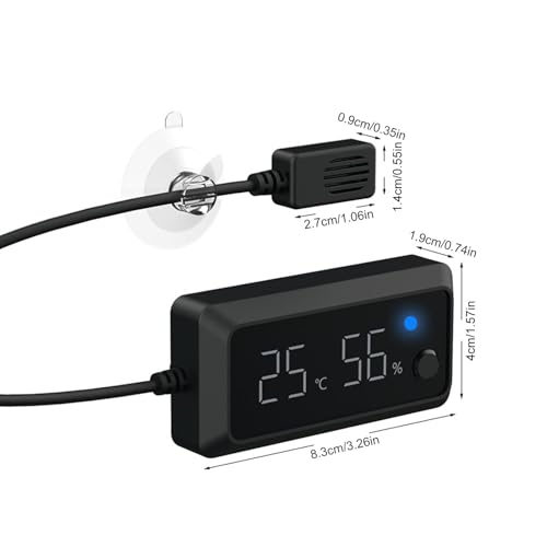 Generic Reptile Temp Humidity Gauge - Digital Hygrometer | Real-time Habitat Monitoring for Reptile Tank & Snake Tank Accessories