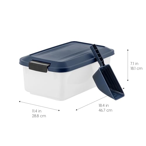 IRIS USA Dog Food Storage Container, 2-Pack, Up to 14 lbs, Navy | Made in the USA, Comes with 2-Cup Sccop, Stacklable, Airtight Seal, BPA-Free, Bird Seed, Cat food, Treats, Keeps Kibble Fresh - color: Navy, size: 14 lbs - 2 Pack