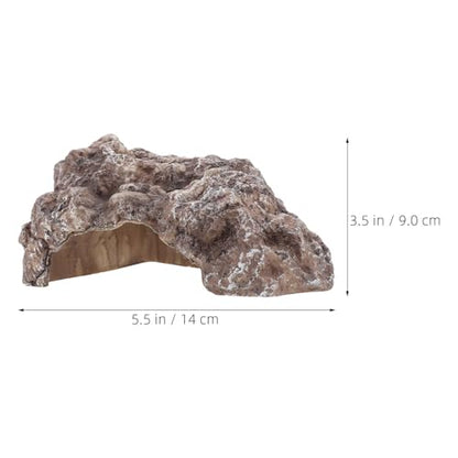Reptile Hide Cave: Corner Rock Hideout Resin Lizard Basking Platform - Habitat Decoration for Snakes, Geckos, Lizards, Turtles and Amphibians 5.5x3.5''