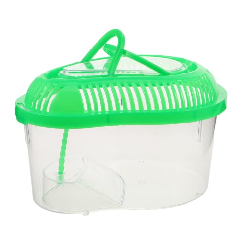 BESPORTBLE Portable Plastic Fish Tank Featuring Lockable Lid and Built-in Sunbathing Platform, Green Reptile Carrier for Small Pets and Turtles, for Outdoor Transportation and Habitat