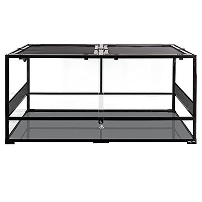 REPTIZOO Large Reptile Terrarium, Tall & 48 INCH Wide Reptile Tank with Sliding Door Top Screen Ventilation & Anti Escape Lid (48" W X 24" D X 24" H (Full Glass & Side Mesh Panel Switchable)) - size: 48" x 24" x 24" (Mesh Panel)