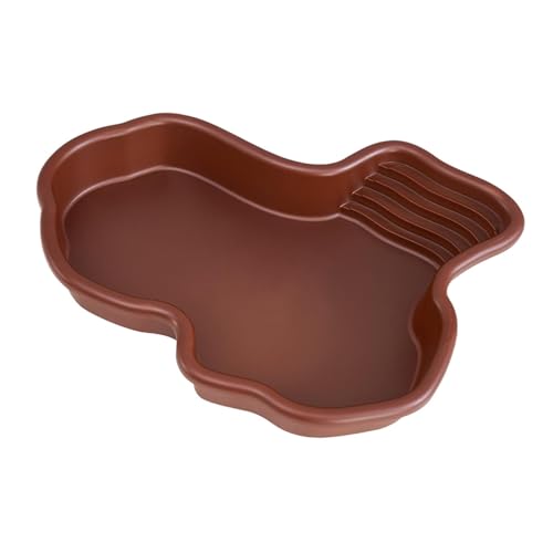 Reptile Bathing Pool Terrarium Bowl, 12.2 x 9.8 x 2 in PP Turtle Water Dish with Ramp for Tortoise, Bearded Dragon, Gecko