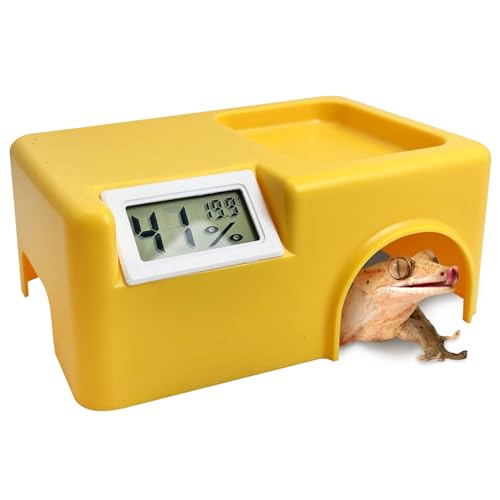 PINVNBY Plastic Snake Hide Reptile Hide Cave Easy to Clean Habitat Decor Leopard Gecko Hideout Suitable for Small Size Crested Gecko Lizard Frogs Newts(Yellow) - color: Yellow