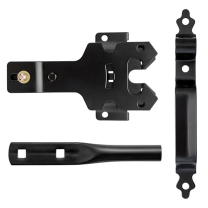 Gate Latch Set, Gate Handle & Latch, Heavy Duty, Black | Modern black gate latch set with handle for wooden fences and outdoor gates; heavy duty anti-rust hardware for yard and farm. - size: Modern Door Post