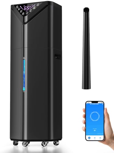 5Gal Humidifiers for Bedroom Large Room 2800 sq ft, 19L Quiet Humidifiers for Large Room, Floor Humidifier with 6 Mist Mode & Auto 180°Mist Tube for Home Whole House School Office Commercial Plants - color: Black