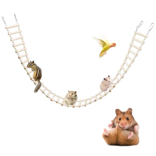 Rat Ladder Bridge Toy, Rat Climbing Toys, Natural Wooden Hamster Ladder Bridge Toy, Cage Accessories for Bird Parrot Cockatiel Sugar Gliders - 36 Steps - 50.78 x 3.14 Inch - size: 36 Steps - 51 × 3 Inch