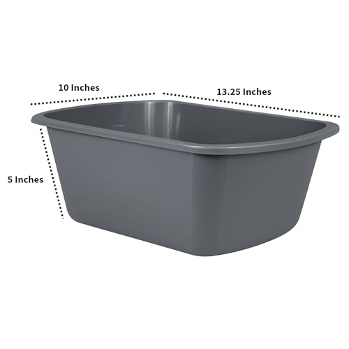 Vakly Plastic Wash Basin, 7 Qt, Rectangular, Graduated | Hospital bedside soaking tub, Portable washbasin, Washing & cleaning, Foot bath, Face cleansing, Dish washing, Laundry