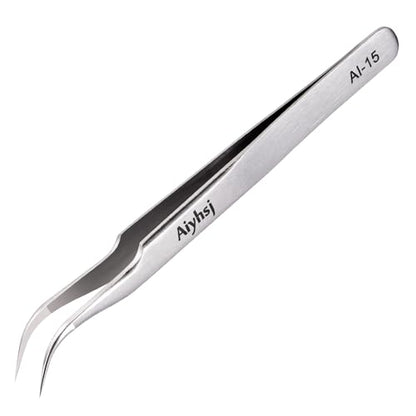 Precision Tweezer, Upgraded Fine Tip curved, High-end Stainless Steel | Tweezers for Craft, Electronics, Soldering, Eyelash Extensions, Laboratory Work, Jewelry-Making - style: Fine Tip Curved (4.72in)