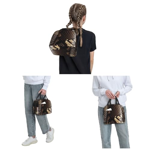 Insulated Lunch Bag Snake Skin Lunch Box for Women Men Reusable Leakproof Lunch Cooler Bag for Office Picnic - color: Snake Skin
