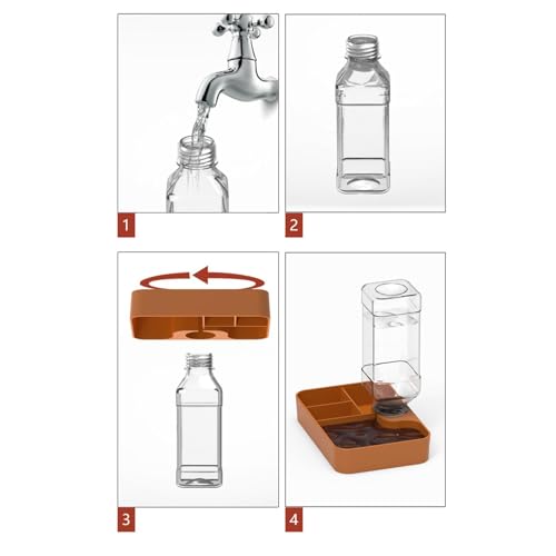 Reptile Feeder Reptile Waterer Feeding Station Food Dish Water Dish for Turtle Chameleon Tortoise Gecko Bearded Dragon, Khaki Large