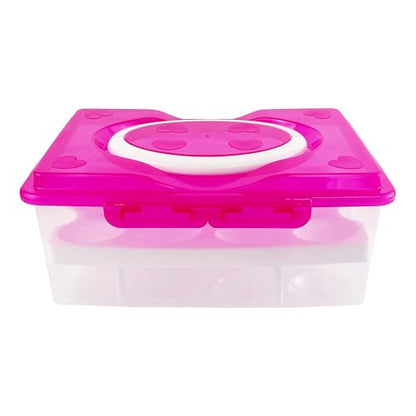 Ortable Large Capacity Double-layers Egg Storage Container Holds 24 Eggs Shatter-proof Non-slip Eggs Holder with Handle (Purple) - color: Purple