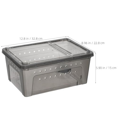 Kisangel Reptile Feeding Box, Plastic Cricket Keeper Container with Adjustable Environment Settings and Versatile Habitat Design, Small Reptile Carrier for Lizards and Insects