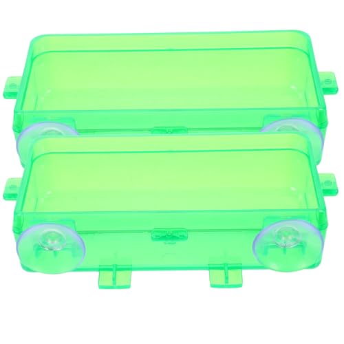 Toddmomy Escape-Proof Reptile Feeding Box and Reusable Lizard Food Dish, Small Green Reptile Water Bowl for Geckos, Bearded Dragons, and Lizards, 2pcs Set for Terrarium Use
