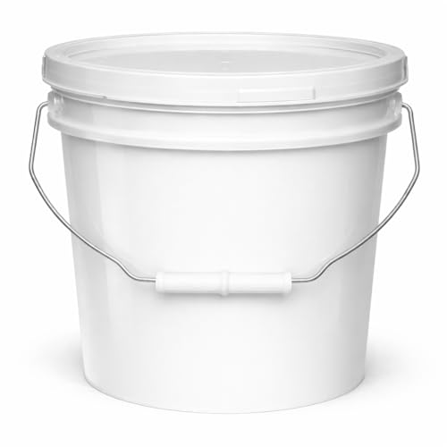 2-Gallon Bucket with Airtight Lid – Made in USA, Food Grade BPA Free Plastic, Heavy Duty Multi-Use, Metal Handle with Grip, Stackable Storage – White, 1 Pack - color: White, size: 1