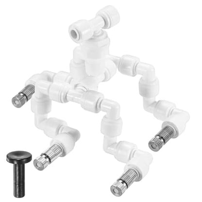 M METERXITY Reptile Mister Nozzles, 0.2mm Pore Copper 1/4" Four-Head Reptile Misting Spray Nozzle with filter Plug for Terrarium/Vivarium, 360 Degree Adjustable Nozzle [White]