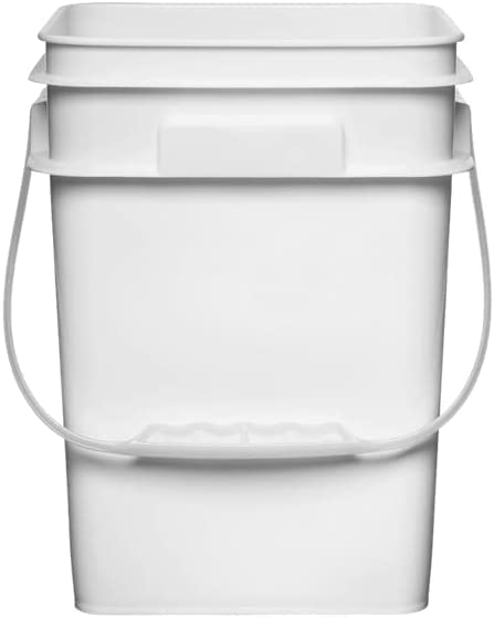 4 Gallon Square Food Grade Bucket Pail with Plastic Handles and Lid (Pack of 3) Made in USA containers (Blue/Red/White) - color: Blue/Red/White