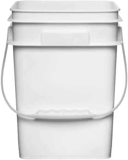 4 Gallon Square Food Grade Bucket Pail with Plastic Handles and Lid (Pack of 3) Made in USA containers (Blue/Red/White) - color: Blue/Red/White
