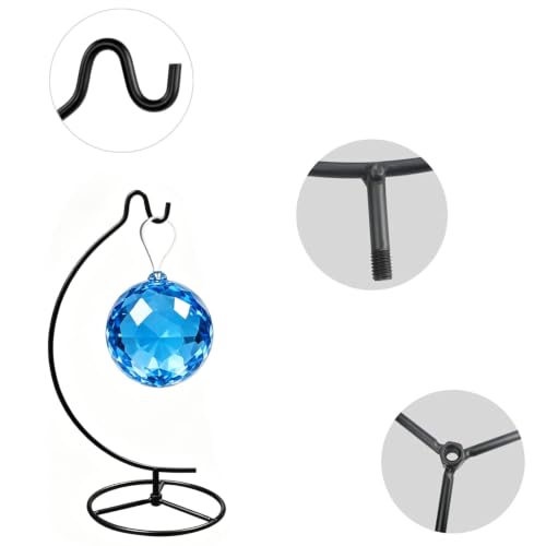 3-Pack Black Ornament Display Stand, Air Plant Holder Terrariums Hanging Stand Crystal Ball Hanging Hook for Christmas Wedding Home Office Decoration