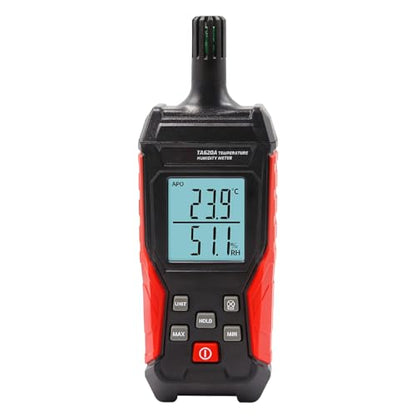 Handheld Hygrometer Temperature Humidity Meter, Digital Thermometer with Humidity Sensor for Indoor Outdoor Measuring - Large LCD Backlit, Data Hold, MIN/MAX