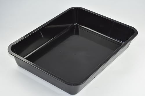 OMEM Reptile Food Bowl Large Water Dish, Wood Plate, Bowl Turtles (M=31.5 * 23.8 * 4.7, Black) - color: black, size: M=31.5*23.8*4.7