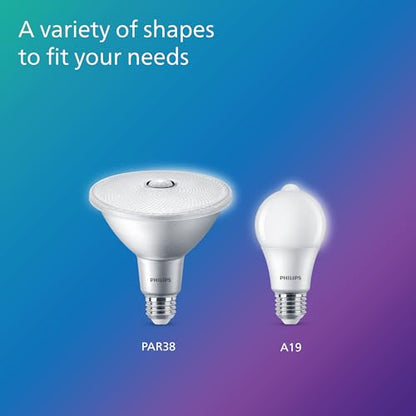 PHILIPS LED 120W PAR38 2-Pack Motion Sensing Soft White (2700K) 1200 Lumen (13W = 120W) Frosted Flicker-Free Light Bulbs - size: 2 Pack