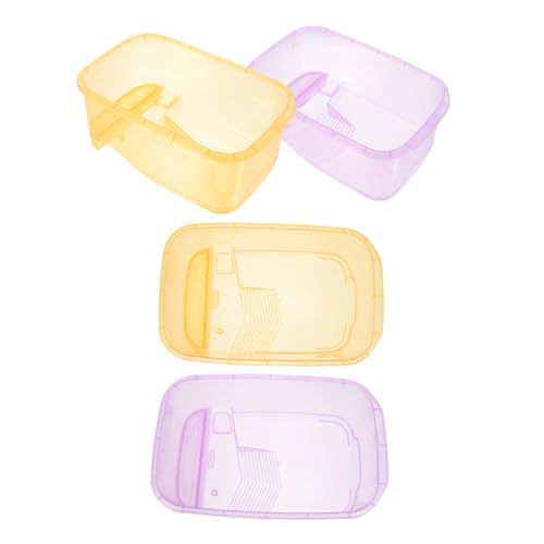 4pcs Turtle Tank Aquarium with Platform Plastic Reptile Habitat for Turtles Crabs Amphibians Convenient Cleaning and Multi-use Design