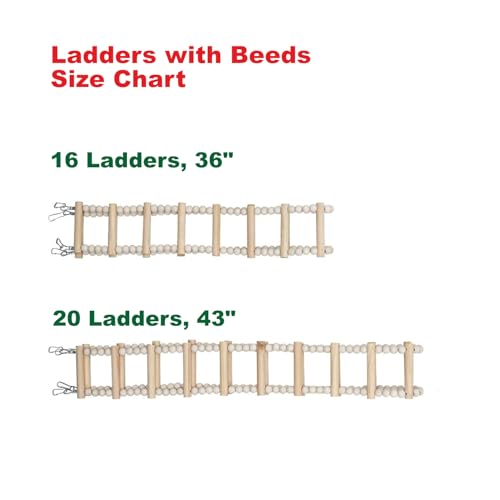SIMENA Wooden Climbing Ladder for Birds & Hamsters, Interactive Swing & Ladder Toys for Small Pets – Ideal for Hamsters, Birds, Parrots, Squirrels, and Sugar Gliders (16 ladders, 36")