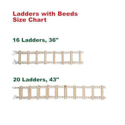 SIMENA Wooden Climbing Ladder for Birds & Hamsters, Interactive Swing & Ladder Toys for Small Pets – Ideal for Hamsters, Birds, Parrots, Squirrels, and Sugar Gliders (16 ladders, 36")