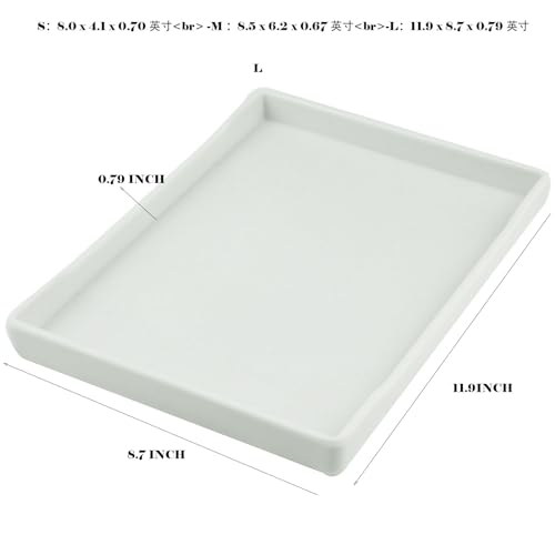 OMEM Reptile Bowl Large Food and Water Dish Enough Space Also Fit for Bath Simulated Wood Grain Surface (M, White) - color: White, size: M