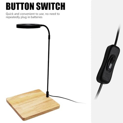 Rotating LED Aquariums Light with Wood Stand for Fishtanks and Potted Plant Terrariums Landscaping Lighting Supply - L 30CM - size: L 30CM