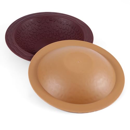 Turtle Bathing Pool Small for Reptiles & Amphibians - Resin Water Dish & Feeding Bowl with Gentle Slope - Safe for Turtles, Lizards, Frogs, Snakes (Reddish Brown) - color: Brown