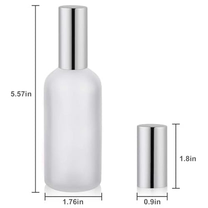 Empty Frosted Glass Spray Bottle 3.4oz, 2 Pack | Perfume Atomizer, Fine Mist - color: Silver Frosted