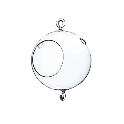 WGV Hanging Terrarium Globe, Width 5", Height 7", Double Hook, DIY Air Succulent Planter, Clear Glass Vase Orb, Candle Holder for Windowsill Outdoor Garden Decor, 1 Piece - size: 5" Double Hook
