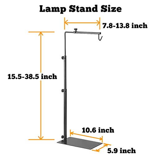 Reptile Lamp Stand Adjustable Lamp Fixture Hanger Metal lamp Holder for Reptile Terrarium Tank Amphibians Cage(Large)